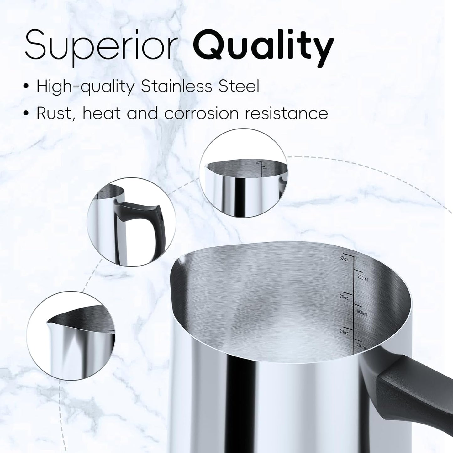 Candle Making Pouring Pot, 32oz Stainless Steel Wax Melting Pot with Heat-Resistant Handle