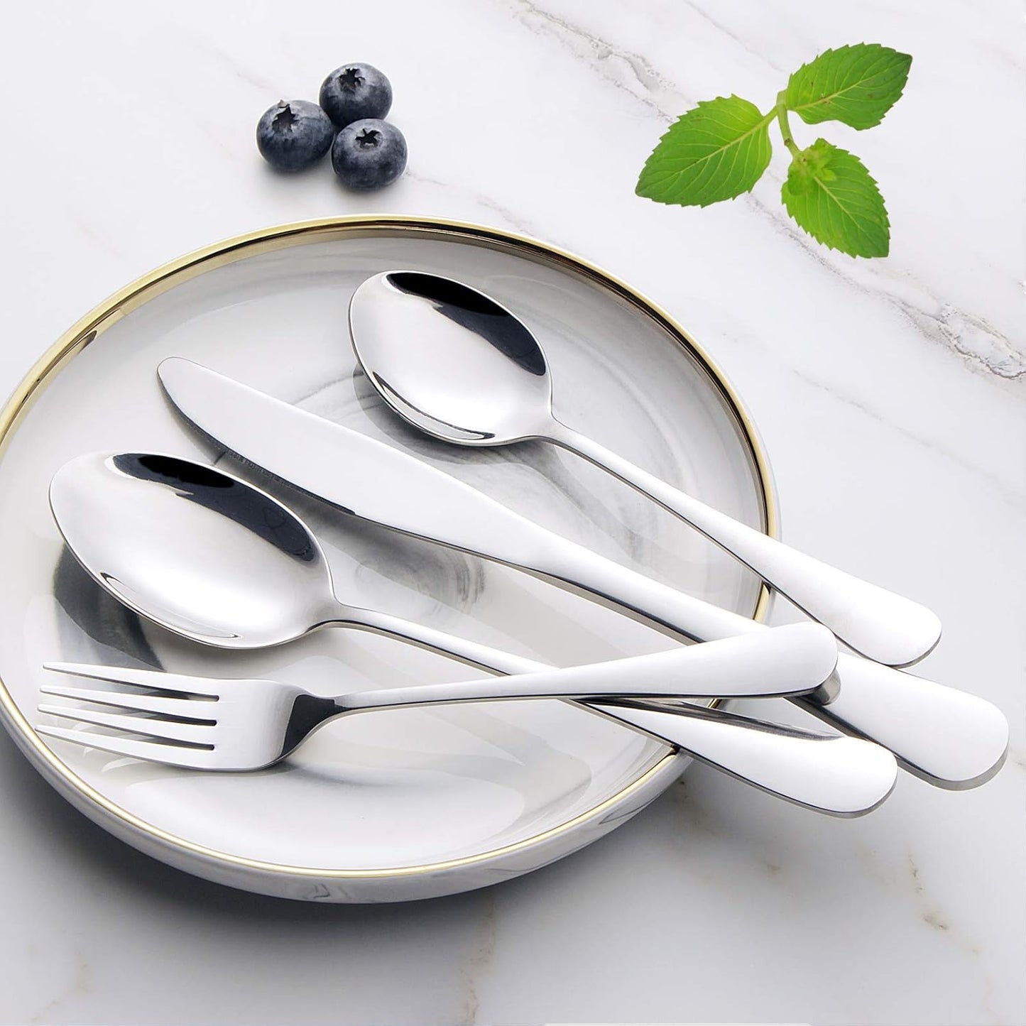 Wildone 30-Piece Silverware Flatware Cutlery Set, Stainless Steel Tableware Utensils Service for 6, Includes Dinner
