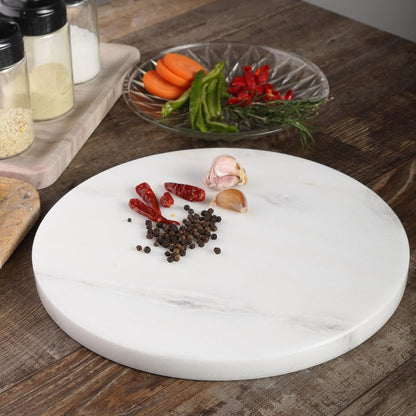 Koville African Natural Marble Cutting Board for Kitchen, 16inch Round Hand Crafted Marble Slab for Cheese, Charcuterie, Pastry Board - Wedding Gift, House Warming Gift(Namib Fantasy)
