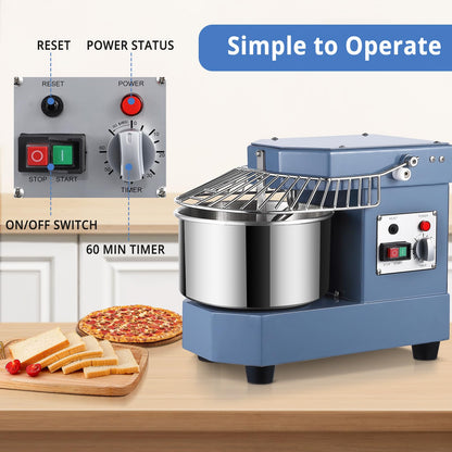 Commercial Dough Mixer, Garvee 8 QT Food Mixer 450W Dual Rotating Dough Kneading Machine with Stainless Steel Bowl, Stand Mixer with Safety Shield, 110V for Restaurant, Bakeries, Pizzeria