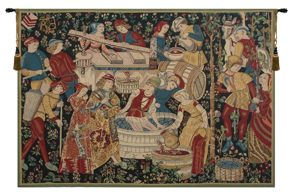 C Charlotte Home Furnishings Inc Vendages (Yellow) Belgian Tapestry Wall Hanging | Viscose Cotton and Polyester Blend Wall Art | 48 in. x 70 in | Home Decor Accents