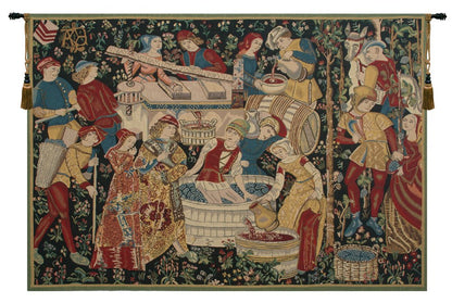 C Charlotte Home Furnishings Inc Vendages (Yellow) Belgian Tapestry Wall Hanging | Viscose Cotton and Polyester Blend Wall Art | 48 in. x 70 in | Home Decor Accents