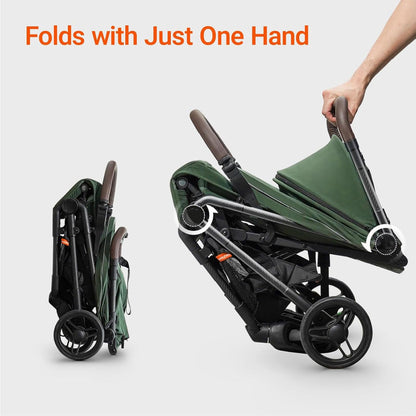 MAMAZING Ultra Air Lightweight Baby Travel Stroller with Carbon Fiber Frame, Compact & Airplane-Friendly, One-Handed Fold, 11.6 lbs, Perfect for Toddlers, Organizer & Cushion Included, Green