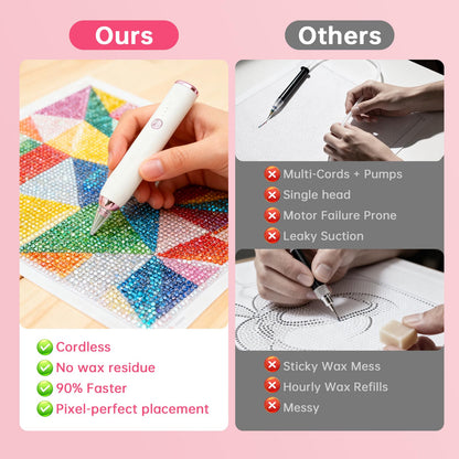 Electric Diamond Painting Pen, Cordless Diamond Art Pen Low-Noise Wax-Free, Perfect for 3D Drills, Portable Diamond Art Accessories for Crafts Lovers