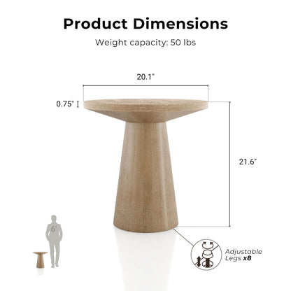 Furniture of America Crambel Modern Solid Wood 2-Piece Brown 29-inch Round End Table Set with Cone-Shaped Pedestal Base for Small Space, Living Room, Home Office, Oak