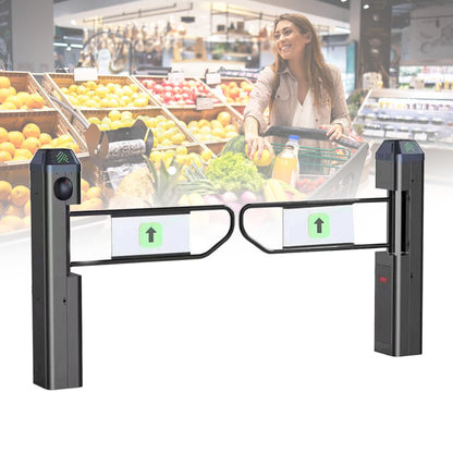 Jiayiyoux Public Entrance Automatic Turnstile with Radar Sensing, Automatic Swing Gate, 90° Swing Gate for Stores, Featuring Reverse Alarms & LED Indicators,Black