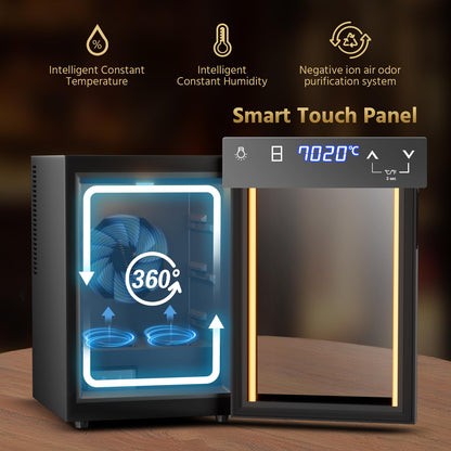 Electric Cigar Humidor 50L with Heating and Cooling Temperature Control and Humidity Control System, Cooler Cabinet Large Capacity for 300 Counts with Spanish Cedar Wood Shelves & Hygrometer