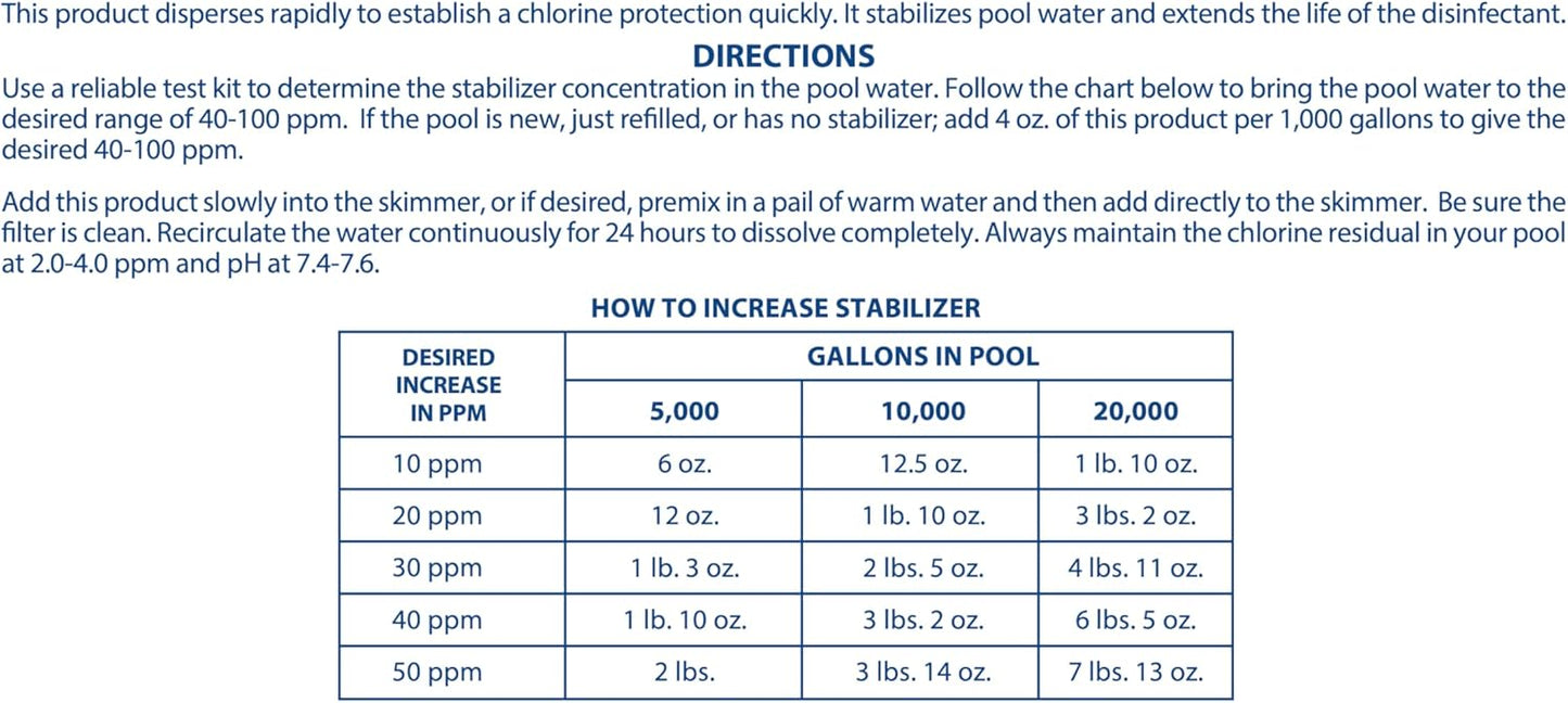 7-Pounds Pool Mate Premium Pool Stabilizer and Conditioner, Concentrated Cyanuric Acid for Pools, Helps Chlorine Last