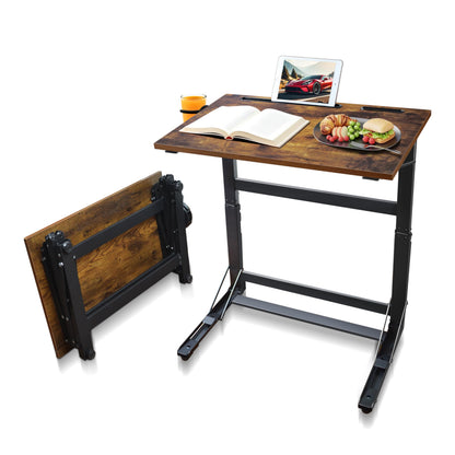 YIBOLIN'S Couch Table Tray - Foldable TV Dinner Tray Table with No Assembly, Large Surface Laptop Stand for Couch, C-Shaped Bed Tray, Sturdy Slide-Under Sofa Table (16" Extra Wide)