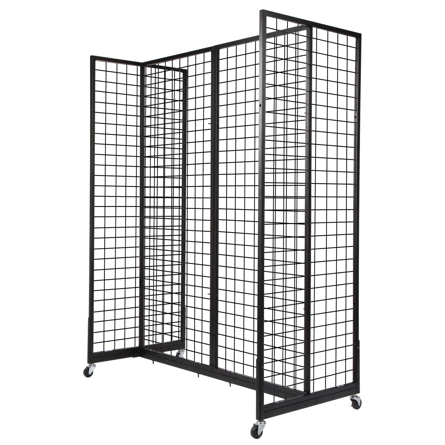 NectaCol Grid Gondola Unit, 4pcs 2'x 5' Grid wall Panels with Sturdy Frames, Gridwall Display Stand with Wheels, Craft Show Gridwall Display Rack, Art Display - Black