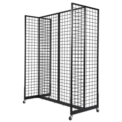 NectaCol Grid Gondola Unit, 4pcs 2'x 5' Grid wall Panels with Sturdy Frames, Gridwall Display Stand with Wheels, Craft Show Gridwall Display Rack, Art Display - Black