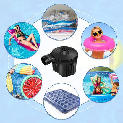 High Power Electric Air Pump Inflator & Deflator Valve with 3 Nozzles, 1.2PSI Fast Filling for Air Mattress, Rafts,