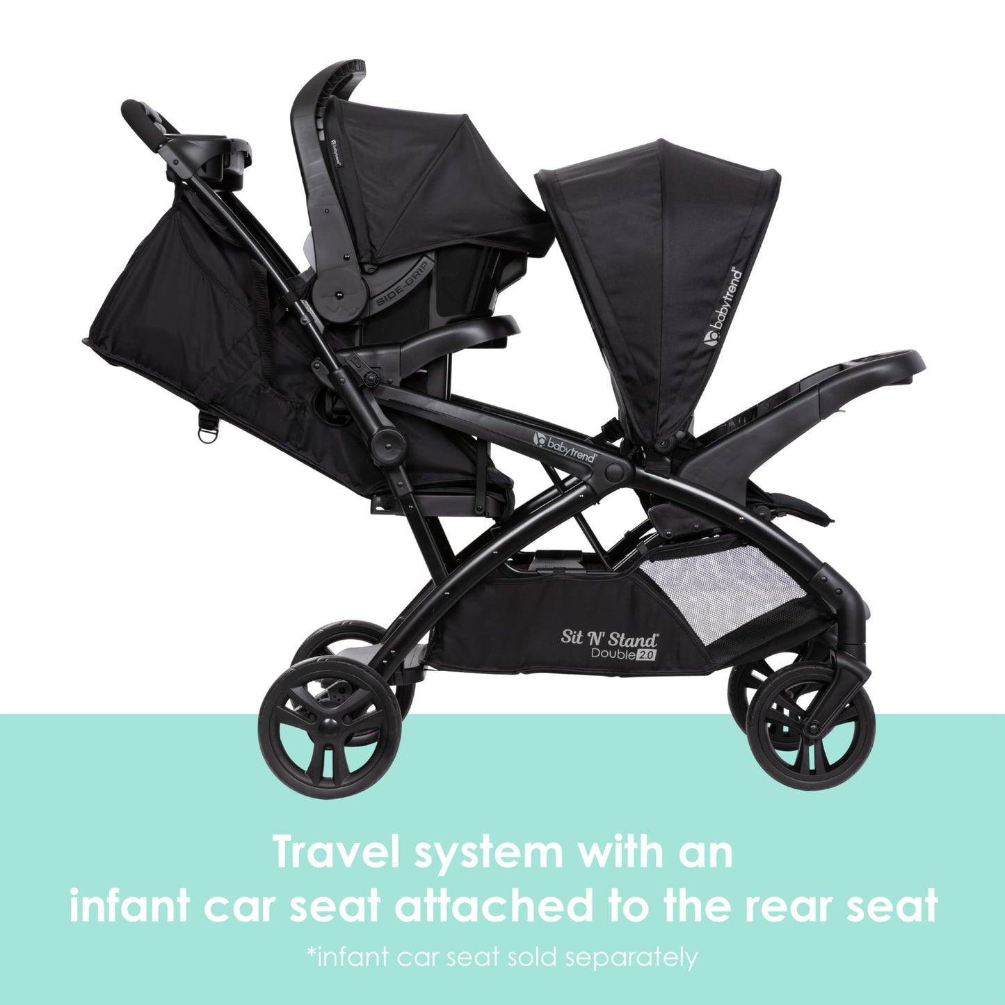 Baby Trend Sit N' Stand® Double 2.0 Stroller, Dash Black