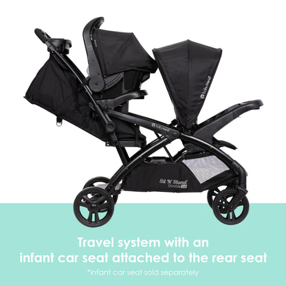 Baby Trend Sit N' Stand® Double 2.0 Stroller, Dash Black