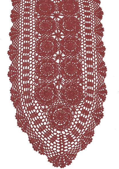 14x36 inch KEPSWET Cotton Handmade Crochet Lace Oval Table Runner Christmas Dresser Console Coffee Table TV Stand Decor