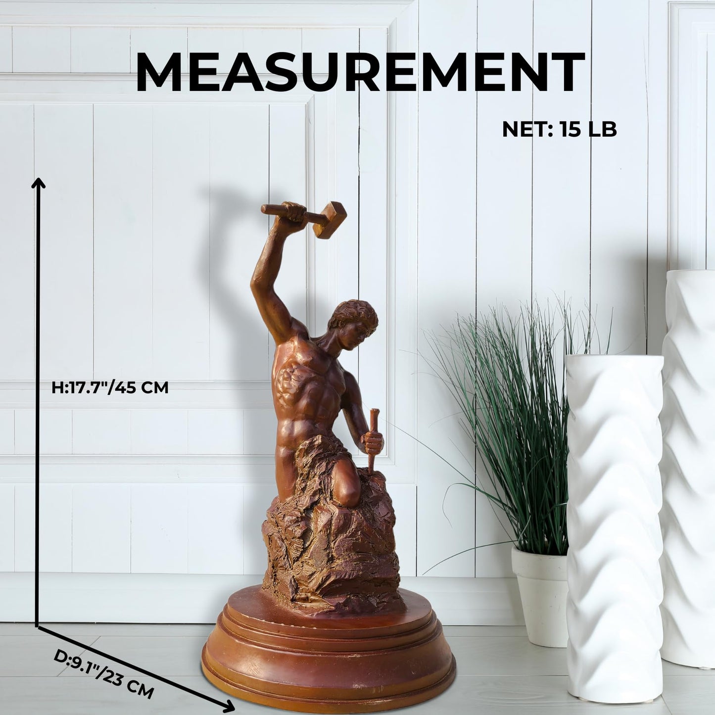 YouFine Bronze Statue and Sculpture of Self Made Man 17.7″ Height Male Figure Sculpture for Bronze Decoration in Home Office and Librarie