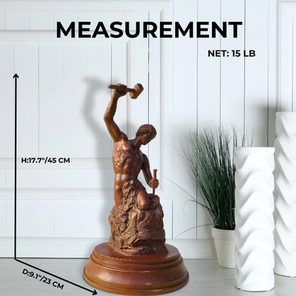 YouFine Bronze Statue and Sculpture of Self Made Man 17.7″ Height Male Figure Sculpture for Bronze Decoration in Home Office and Librarie