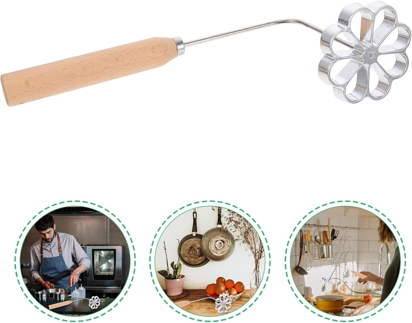 Youdunzi Mold Frying Mould with Wooden Handle, Kitchen Accessory for Home Carrot Shreds Pastry Cooking Utensil