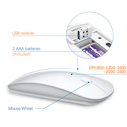 Wireless Keyboard and Mouse Ultra Slim Combo, TopMate 2.4G Silent Compact USB 2400DPI Mouse and Scissor Switch Keyboard Set with Cover, Batteries Included, for PC/Laptop/Windows/Mac - Gray Black