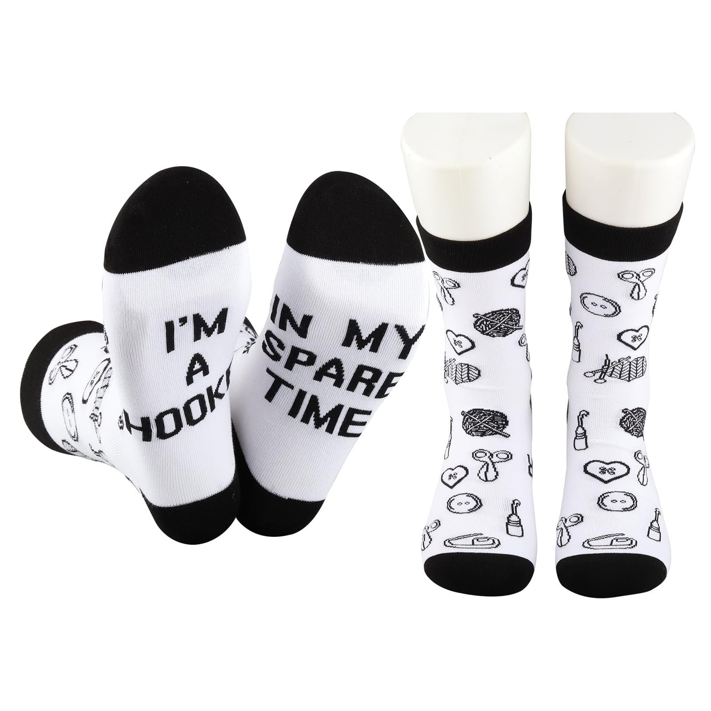 Crochet Gift crocheting Lover Gift I'M A Hooker In My Spare Time Novelty Knitting Crochet Socks Gift for Knitters (US, Alpha, One Size, Regular, Regular, I'M A Hooker)