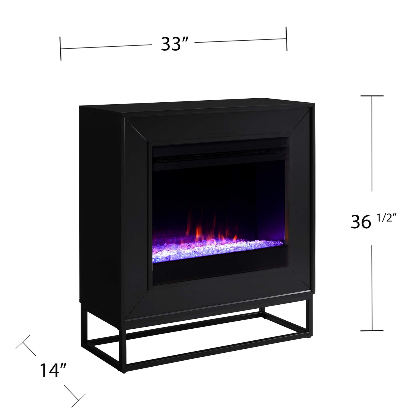 SEI Furniture - Holly & Martin Frescan Contemporary Touch Screen Electric Fireplace - Modern Design, Black Glass and Wood - Ideal for Living Room, Bedroom (FR1063059)