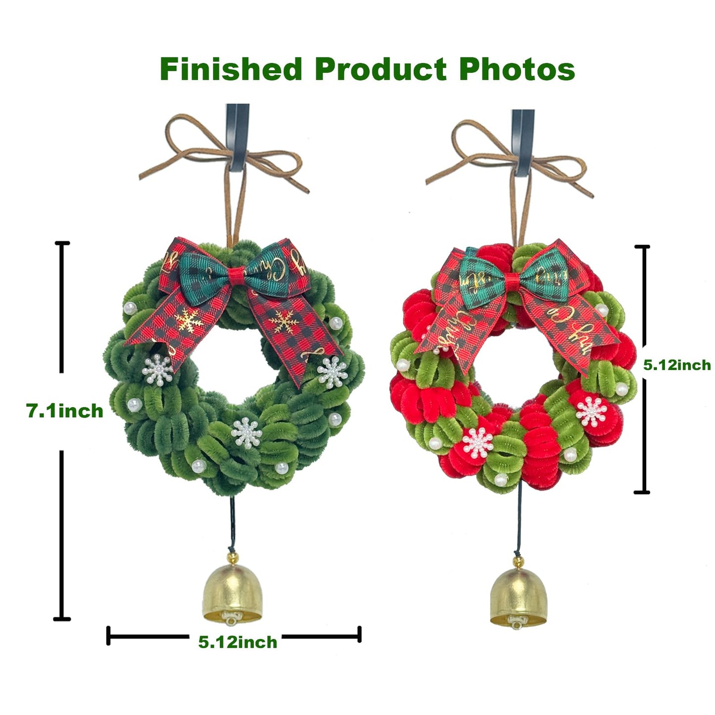 TINLOK Christmas DIY Crafts Kit - 159 Pcs Wreath Making Kit for 2 Pack 7.1 Inch Christmas Ornaments, Easy to Make Holiday Wreath Decor for Tree, Home, Xmas Party Gift for Family
