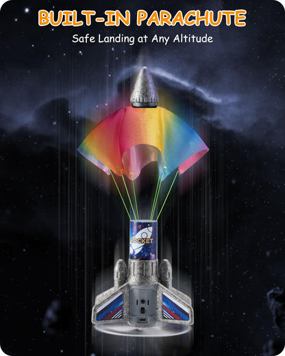 SainSmart Jr. Rocket Launcher for Kids - Upgraded Version, 200 ft Self Launching Motorized Rocket Toy with LED and Safety Parachute, Outdoor Toys for Ages 8-12, Birthday Gift for Kids Boys & Girls