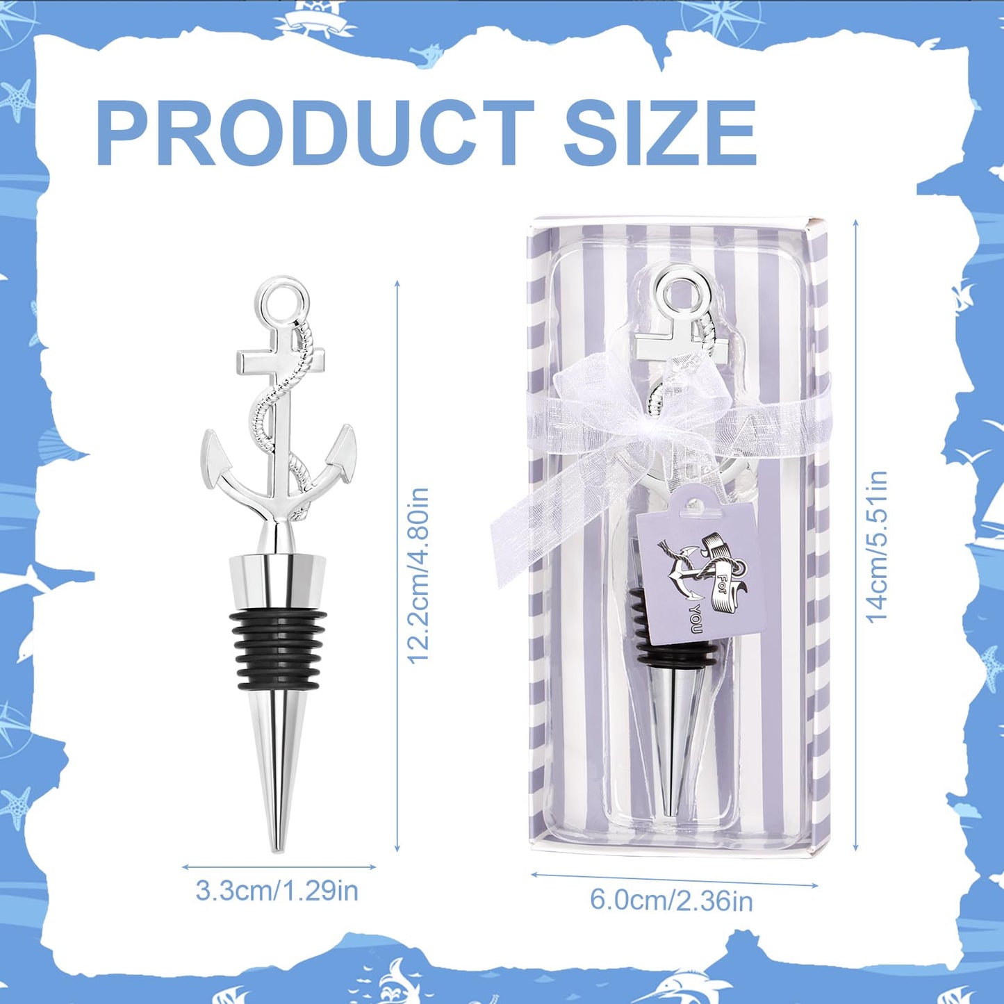 30PCS Anchor Wine Stopper and Nautical Themed Party Favors for Sailors Anchor Stoppers Wine Holiday Birthday Party Decor (Sliver)