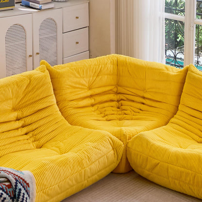 N&V Fireside Corner Chair, Mid Century Armless Floor Sofa, Soft Premium Corduroy Floor Lounge Chair, Foam Sofa Accent Chair for Living Room Bedroom and Office (Lime)