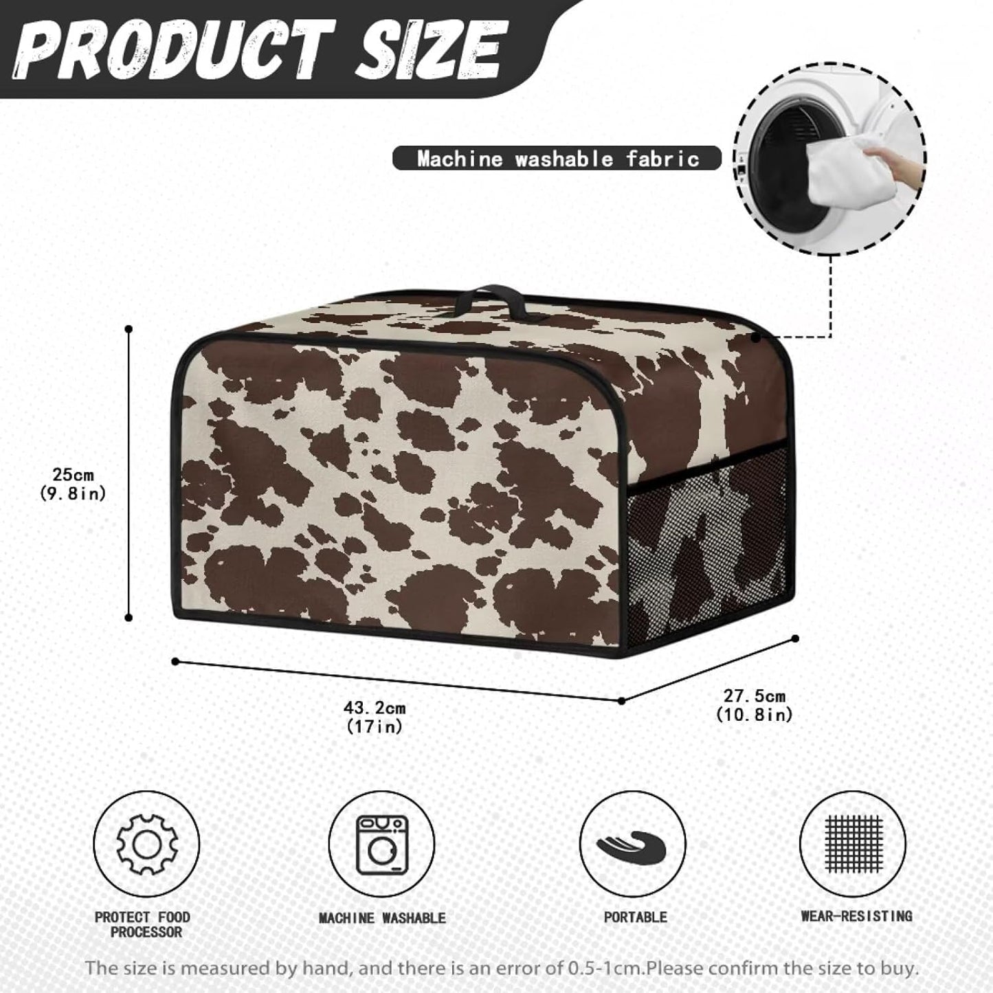 Brown Cow Print Durable Slow Cooker Cover, Dustproof Wear-Resisting Cover for Most 6-8 Quart Slow Cookers