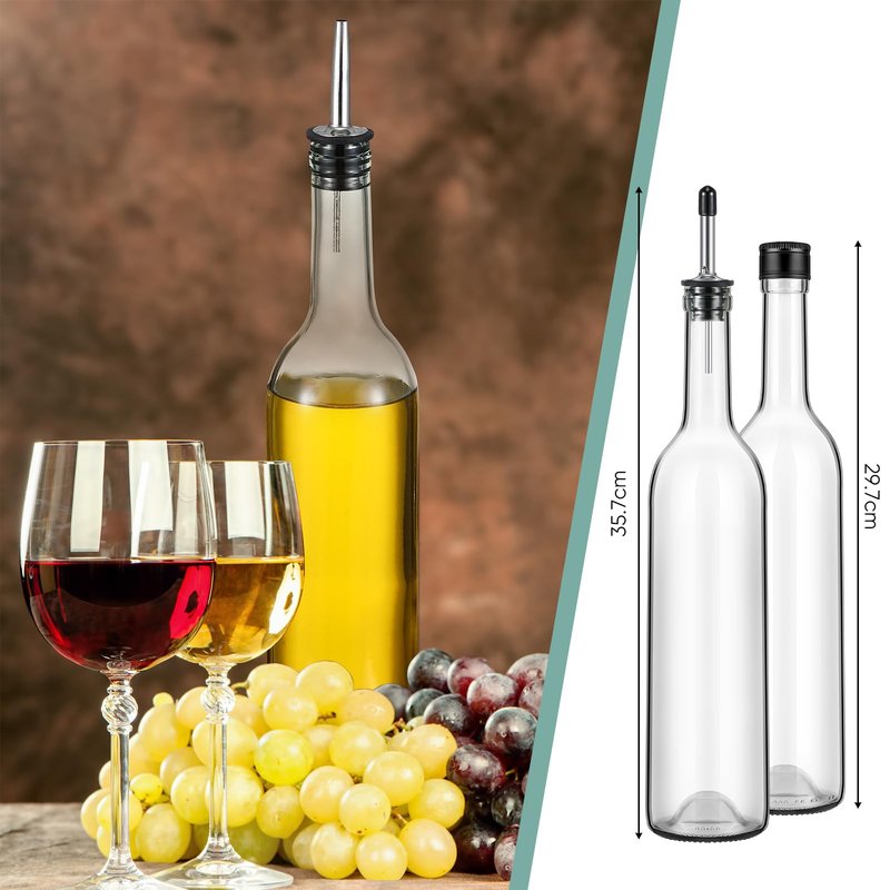 Maxdot 20 Pcs Long Neck Glass Bottles with Pourer Bordeaux Wine Bottle Clear Empty Wine Syrup Juice for Home Bar Liquor Juice Making Wedding Anniversary Party