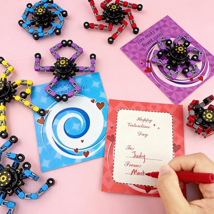 Anditoy 24 Pack Mechanical Transformable Fidget Toys with Valentines Cards for Kids Valentines Day School Class Classroom Gifts Prizes Exchange Party Favors