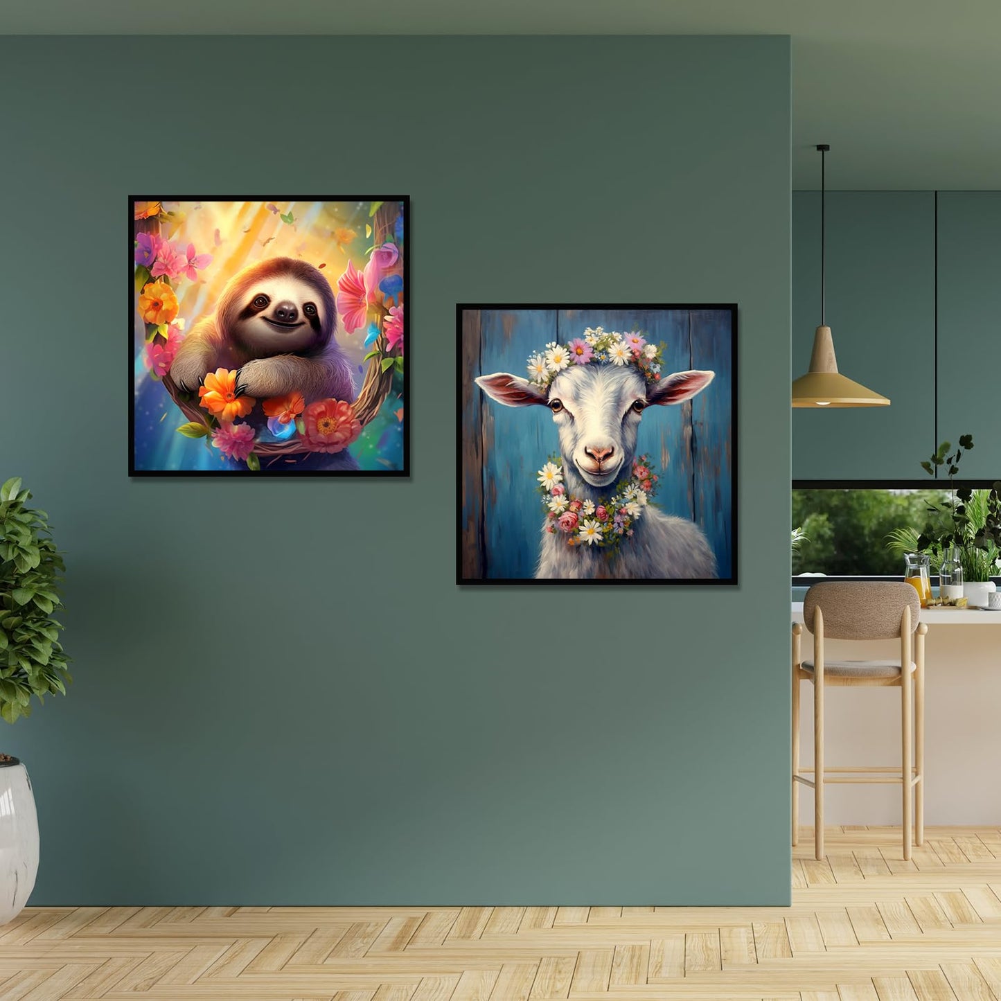 Zlinnar DIY Sloth Diamond Painting Kits for Adults Beginners Animal Diamond Painting 5D Round Full Drill Painting Dot Paint with Gem Art Kits Home Wall Decor Gift 12×12 Inches