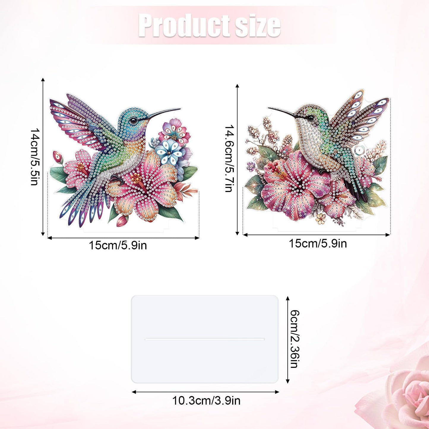 antor 2 Pcs Hummingbird Diamond Painting Desktop Ornaments Kit for Adults Beginner 5D DIY Diamond Art Tabletop Decorations Special Gem Mosaic Arts Crafts Home Bedroom Table Decor