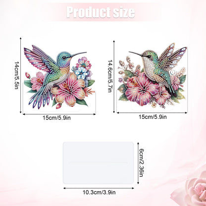 antor 2 Pcs Hummingbird Diamond Painting Desktop Ornaments Kit for Adults Beginner 5D DIY Diamond Art Tabletop Decorations Special Gem Mosaic Arts Crafts Home Bedroom Table Decor