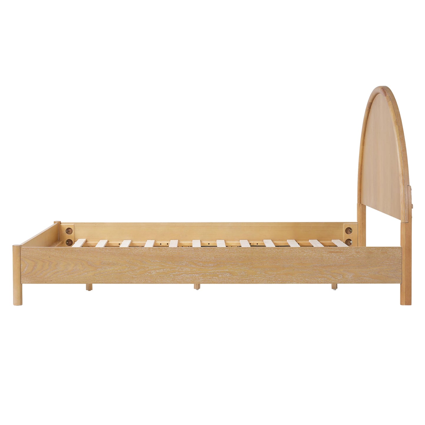 Christopher Knight Home Elsinore Queen Size Bed Frame with Arched Headboard, Modern Wooden Platform Bed, Wood Bed Support and Slats, No Box Spring Needed, Queen Size Beds for Adult, Natural Oak