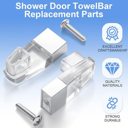 Clear Acrylic Shower Door Towel Bar Brackets, with Bright Chrome Sleeve, Fit for Alumax/Basco Framed Sliding Shower Door Towel Rod Replacement （2 Pack）