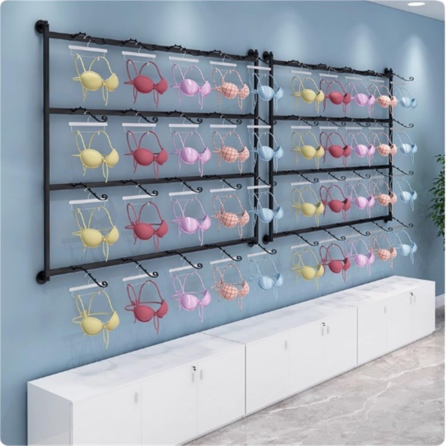 47.2in Underwear Display Stand, Clothing Store Boutiques Retail Lingerie Garment Rack, Metals, Commercial Shelves Clothes Rod, for Lingerie Socks Bra Panties Scarves(Gold,150 * 120cm)