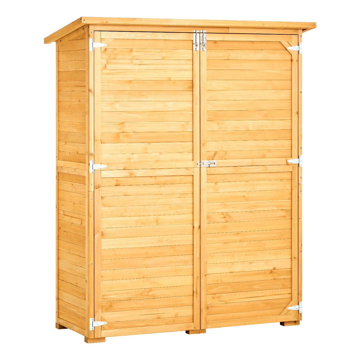 VEVOR Outdoor Storage Shed, Large Wooden Outside Storage Cabinet with Waterproof Roof and Metal Frame, Double Lockable Doors Garden Tool Shed Storage House Cabinet with Shelves, 55.1"x23.6"x67.5"