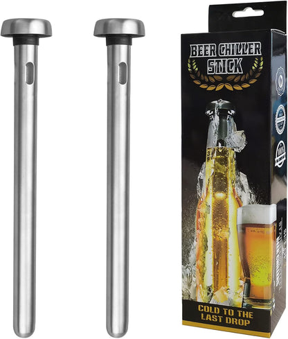 DERNORD Beer Chiller Stick - 2 Pack Stainless Steel Drink Chiller Sticks for Bottled Drinks and Wine