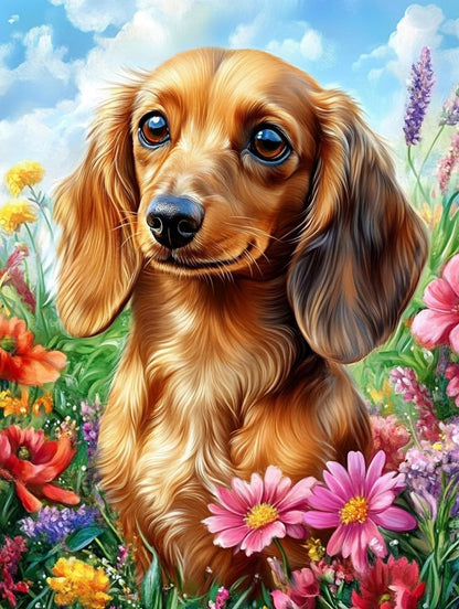 5D Dachshund Diamond Art 12x16 Inch Full Drill Diamond Painting Kits for Adults & Beginners - DIY Art Crafts for Relaxation and Home Wall Decor 1