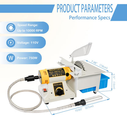 Lapidary Rock Saw for Cutting Rocks, 750W Mini Lapidary Equipment for Jewelry and Gemstone Polishing, 110V Table Saw Grinder Machine with Polishing Kit for Jade Agate Wood and Beeswax