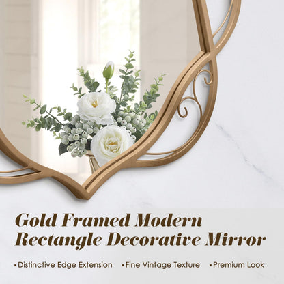 Besdomus Large Gold Bathroom Mirror: 30"x60" Scalloped Modern Long Full Length Vanity Wall Mirror - Farmhouse Decorative Vertical or Horizontal Hanging for Living Room/Entryway/Bathroom/Bedroom