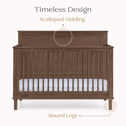 Delta Children Penelope 6-in-1 Convertible Crib - Greenguard Gold Certified, Teak Brown
