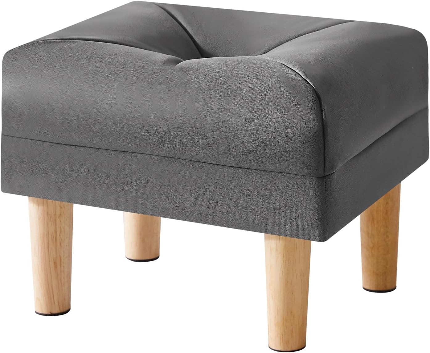 15.75" 11.42" W12.6" UHBD040BG YMYNY Small Footstool Ottoman, Faux Leather Footrest with Sponge Padded Seat, Step Stool