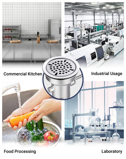 Sepaitek 3-1/2" Commercial Sink Drain with Twist Lever Handle, Waste Drain Valve Without Overflow Inlet for Restaurant 2/3 Compartment Sink, Easy Controll, Block-Free and Leakproof