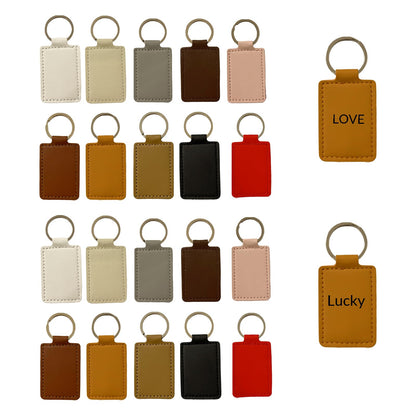 TQFXGLL 50 Pcs Blanks Leather Keychain, Laser Engraving Keychain for DIY Craft Gifts 10 Colors