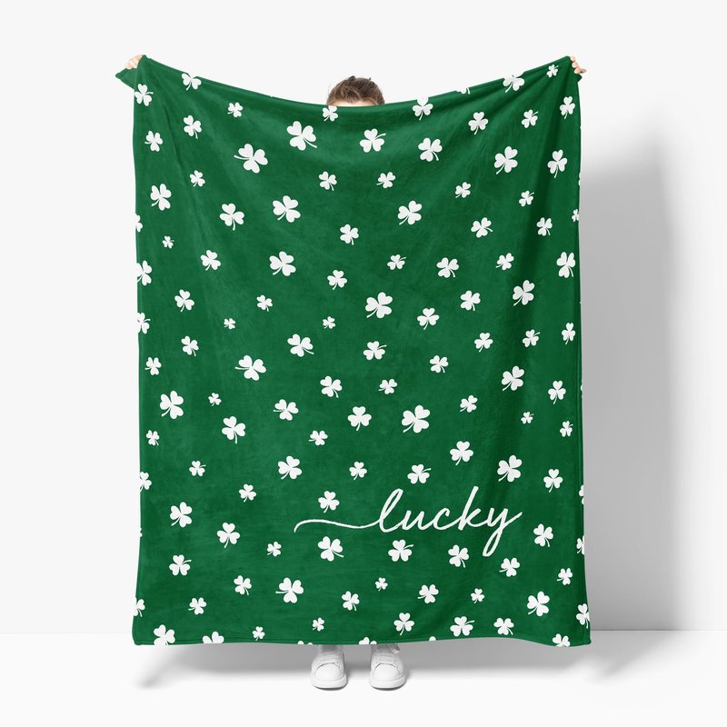 Horaldaily St. Patrick's Day Flannel Blanket Throw, Irish Clover Shamrock Green Soft Fuzzy Plush Cozy Fleece Blankets for Couch Sofa Bed Lounging, Ideal Gifts for Kids Adults Self, 50x60