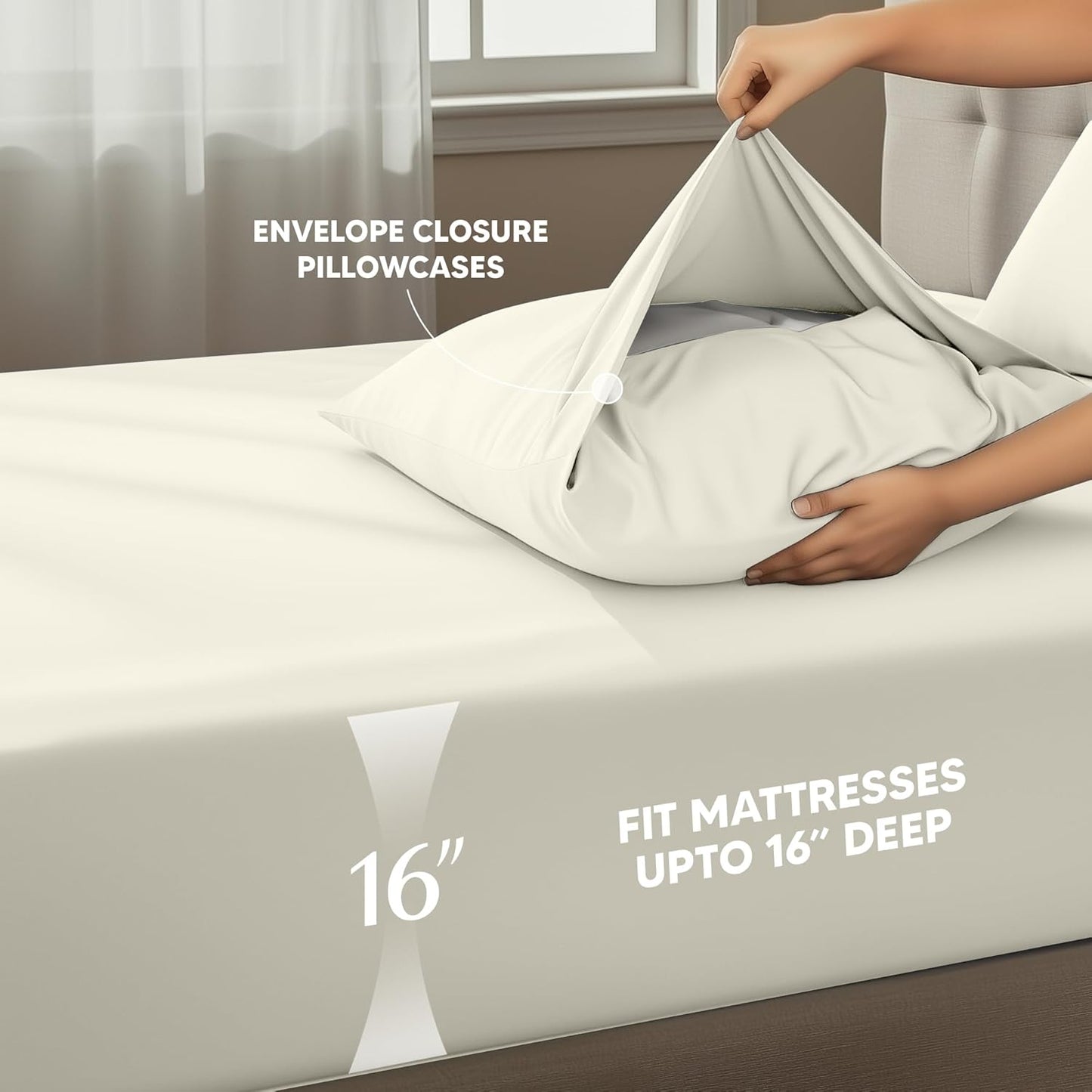 Utopia Bedding King Size Sheet Set - Soft, Breathable Microfiber | 4-Piece Ivory Bed Sheets Set