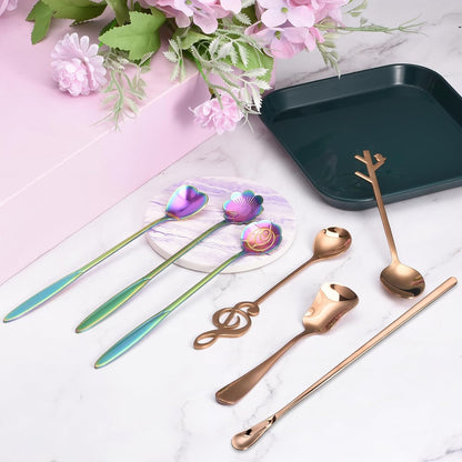 uxcell 4Pcs 7.6 Inch Stainless Steel Mixing Spoon Set, Cocktail Stirrer Bar Spoon for Drink Stirring